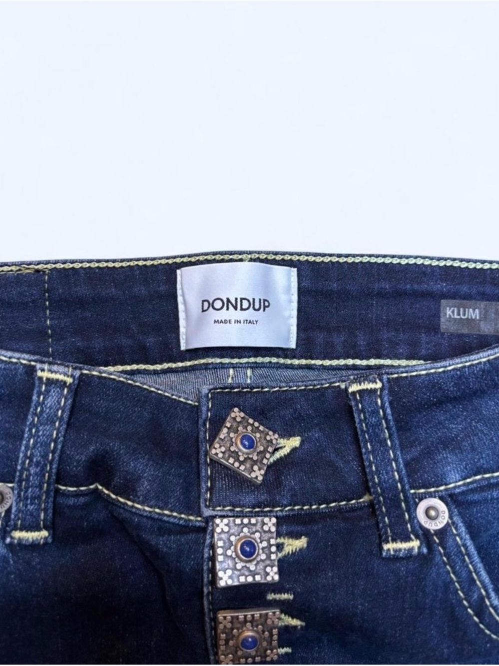 NWT Dondup Women's Dark Blue Denim Statement Button Mini Shorts - Picture 7 of 8